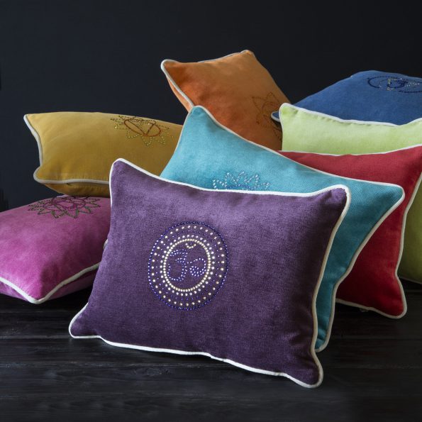 Chakra cushion in chakra colors