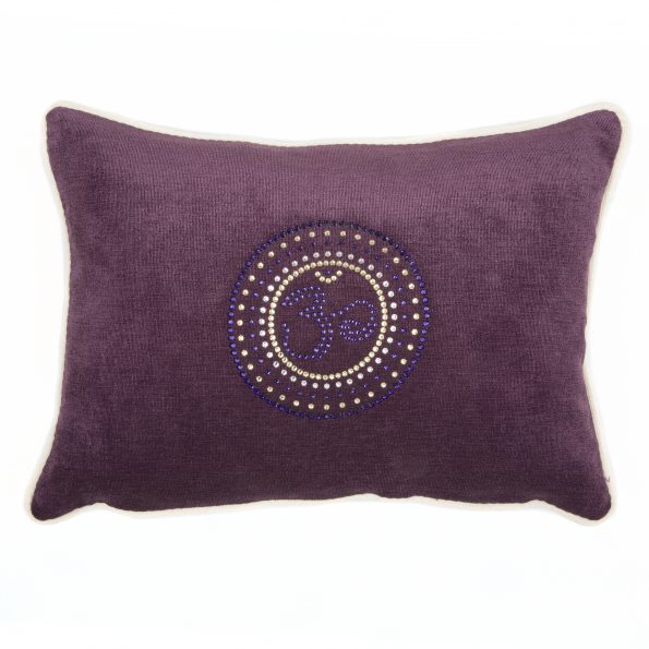 Chakra cushion in purple with OM symbol