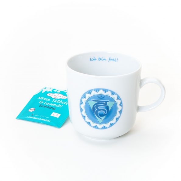 Chakra Tasse Halschakra Affirmation "Ich bin frei!"