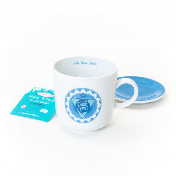 Chakra cup set light blue throat chakra symbol