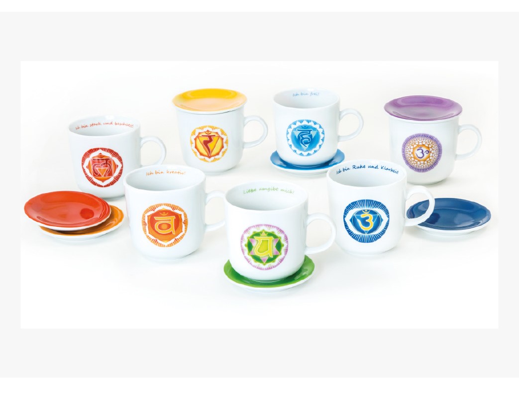 Chakra Porzellantassen Handmade Chakra mugs with chakra symbols