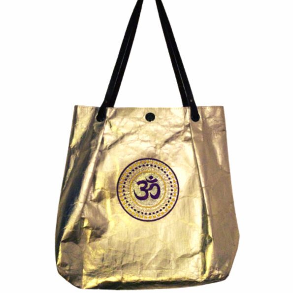 Handle bag vegan leather look in gold metallic
