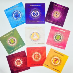 Chakra Energie Karten mit Chakra Symbol in Golddruck