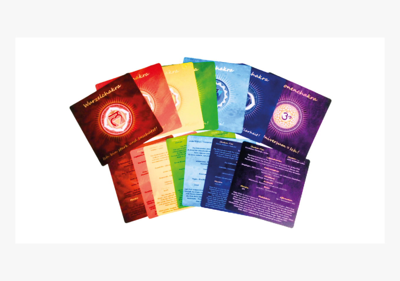 Chakra Karten Energetisches Chakra Kartenset mit 7 Chakra Symbolen